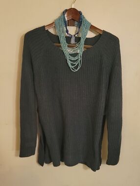 Charlotte Russe Dark Teal Off-Shoulder Knit Sweater